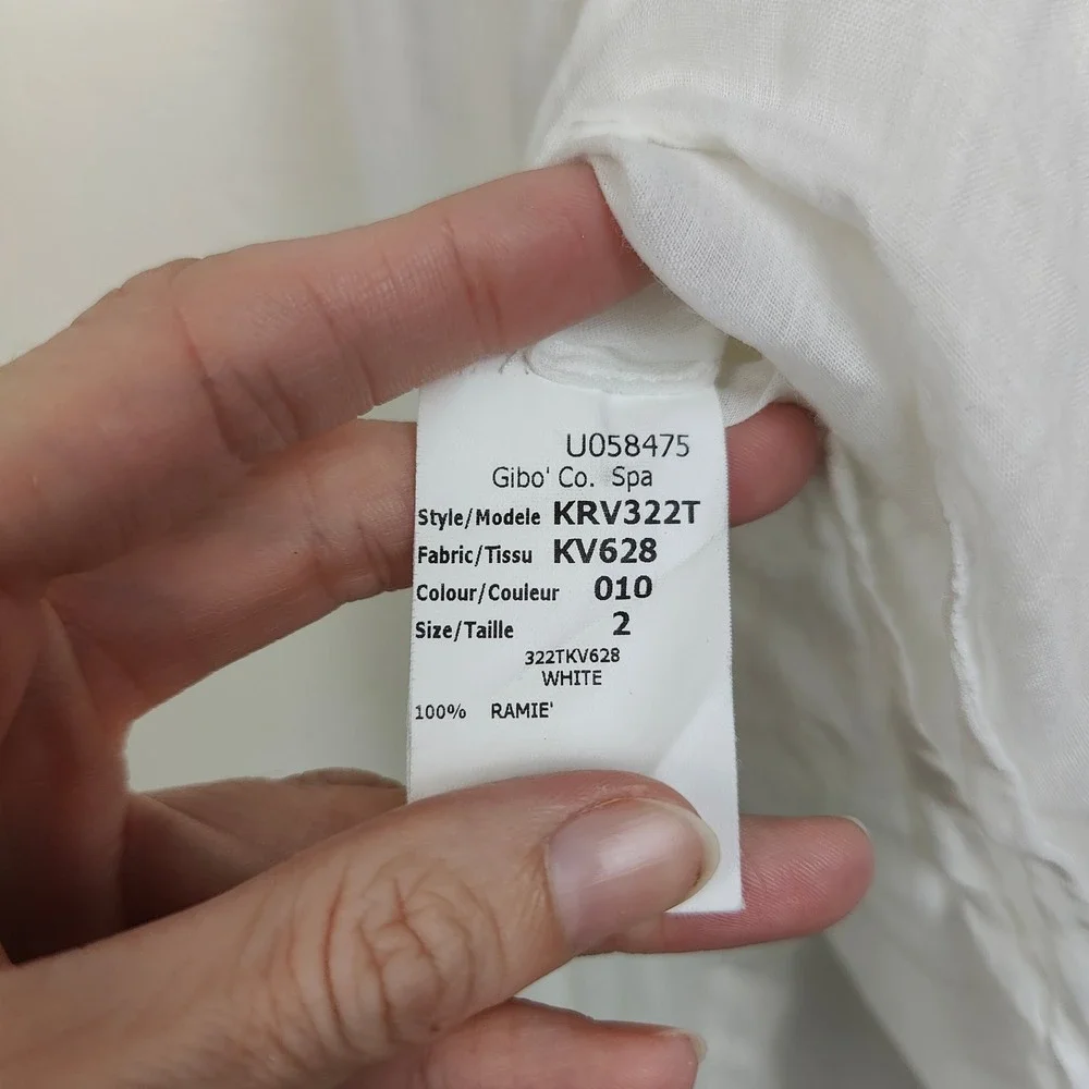 Michael Kors Women Top 2 White Surplice V-Neck Long Sleeve‎ Sheer Ramie Coastal